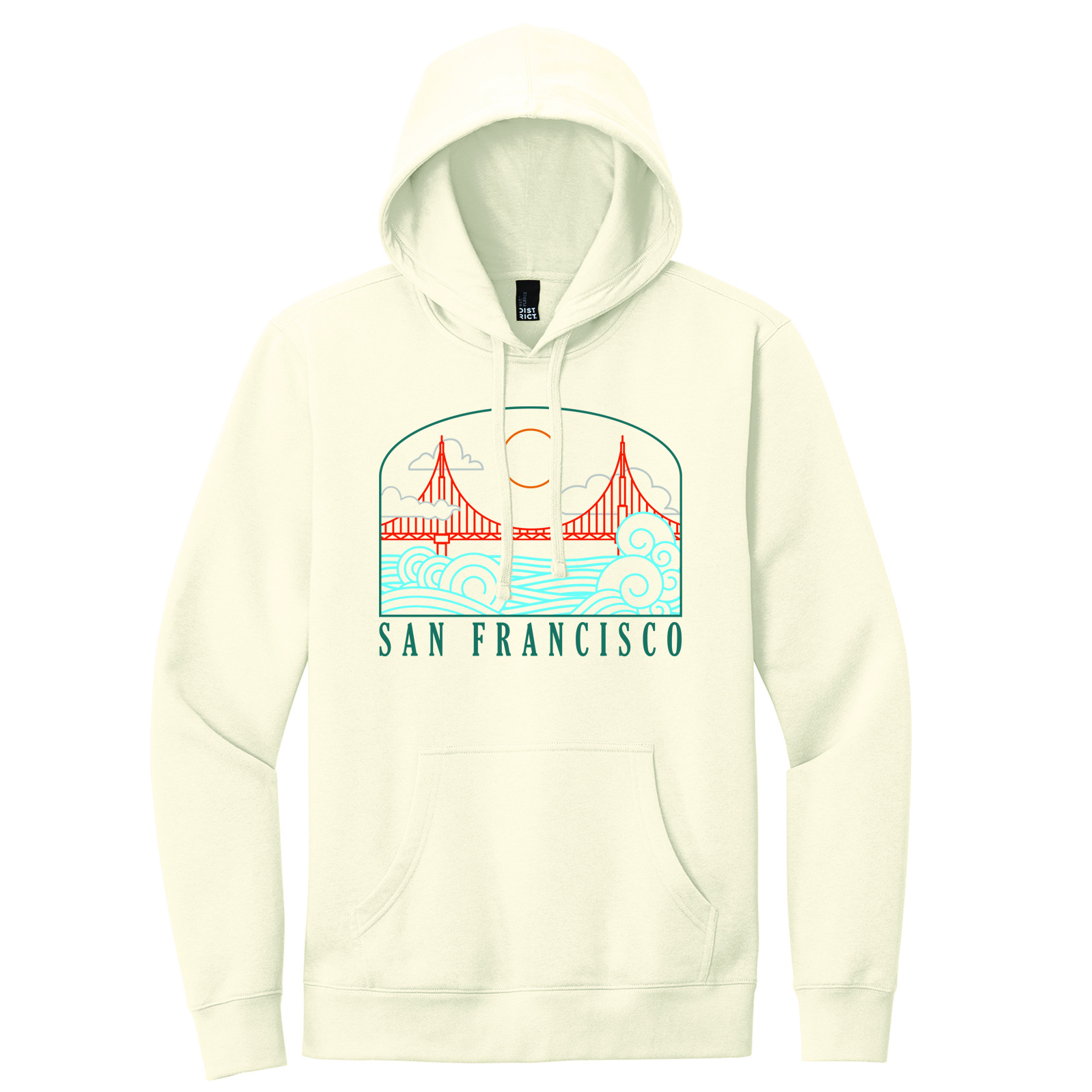 Wavy Bridge Unisex Pullover Hoodie, Cream,