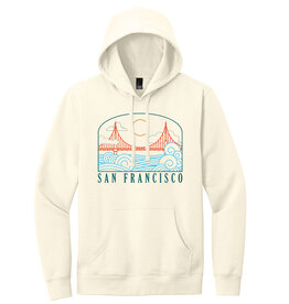 Wavy Bridge Unisex Pullover Hoodie, Cream,