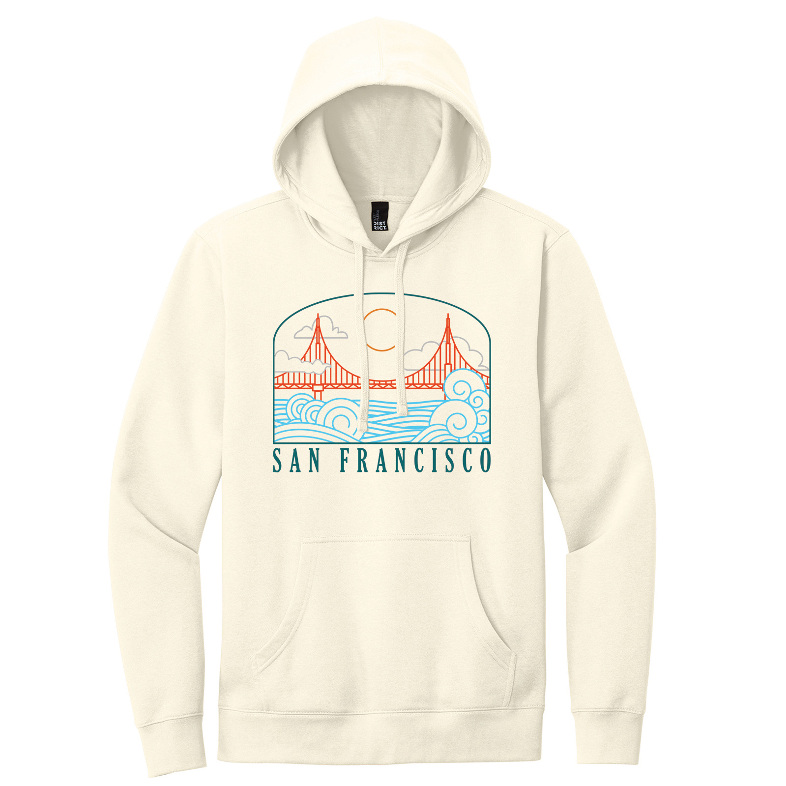 Wavy Bridge Unisex Pullover Hoodie, Cream,