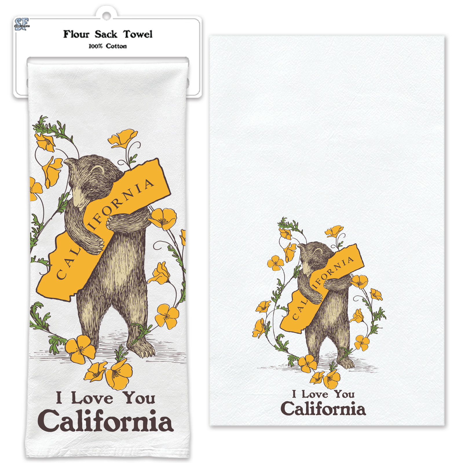 Poppy Bear Flour Sack Tea Towel