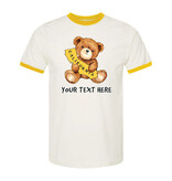 CA Teddy Bear Unisex Ringer, Vintage White/Gold