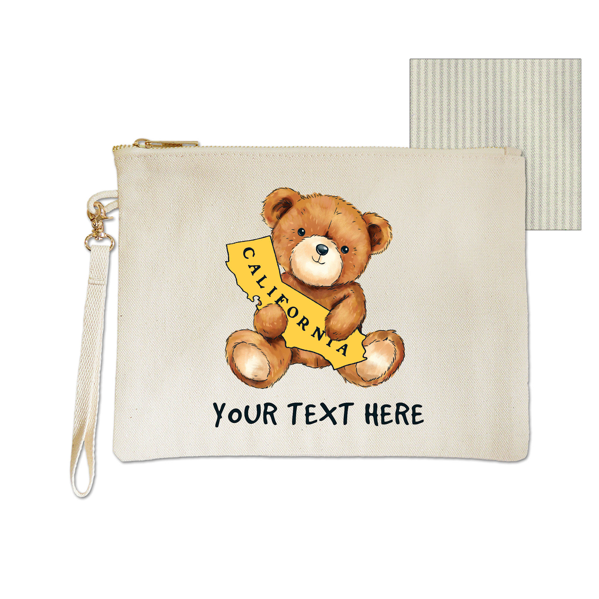 CA Teddy Bear Zipper Pouch