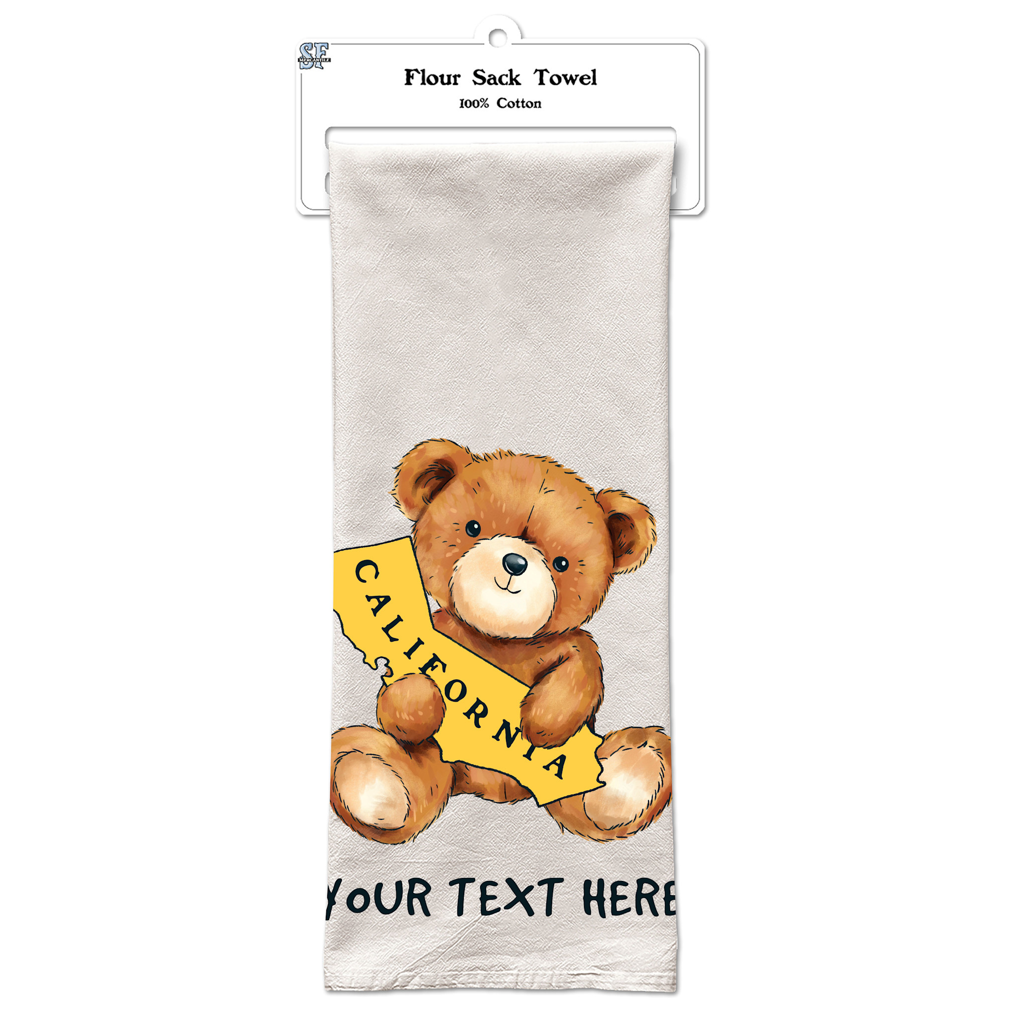 CA Teddy Bear Flour Sack Tea Towel
