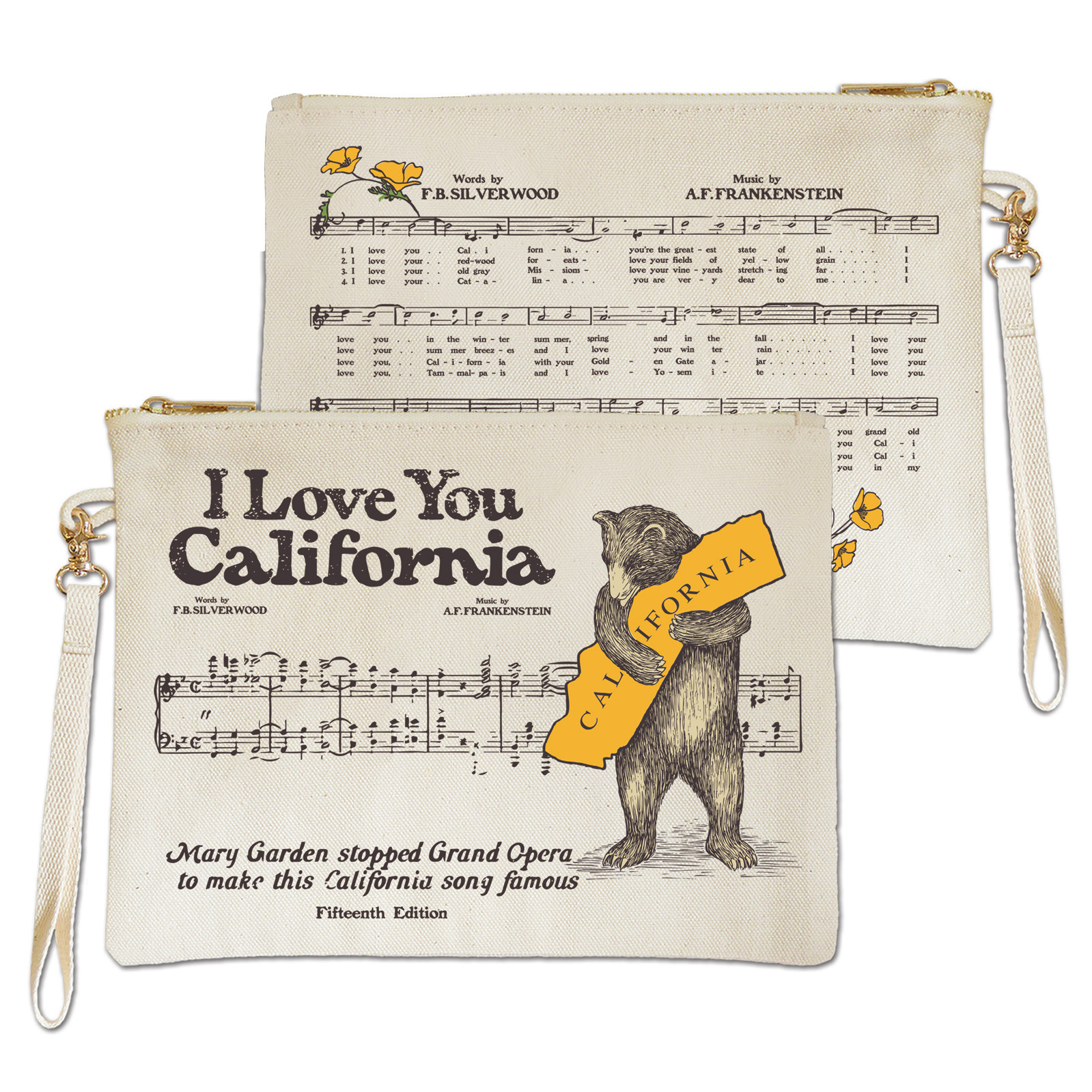 I Love You California Sheet Music Zipper Pouch