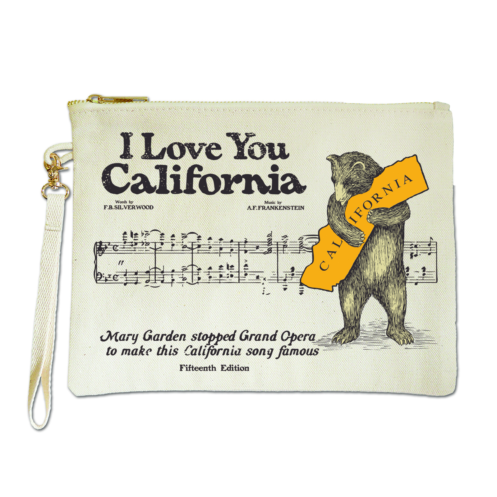 I Love You California Sheet Music Zipper Pouch
