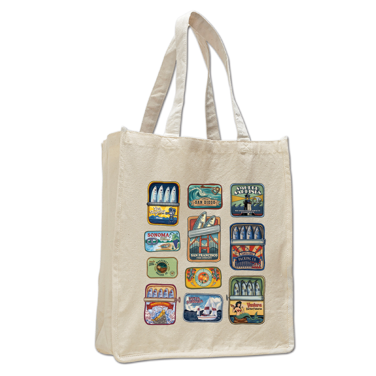 CA Sardines Large Shopping Tote