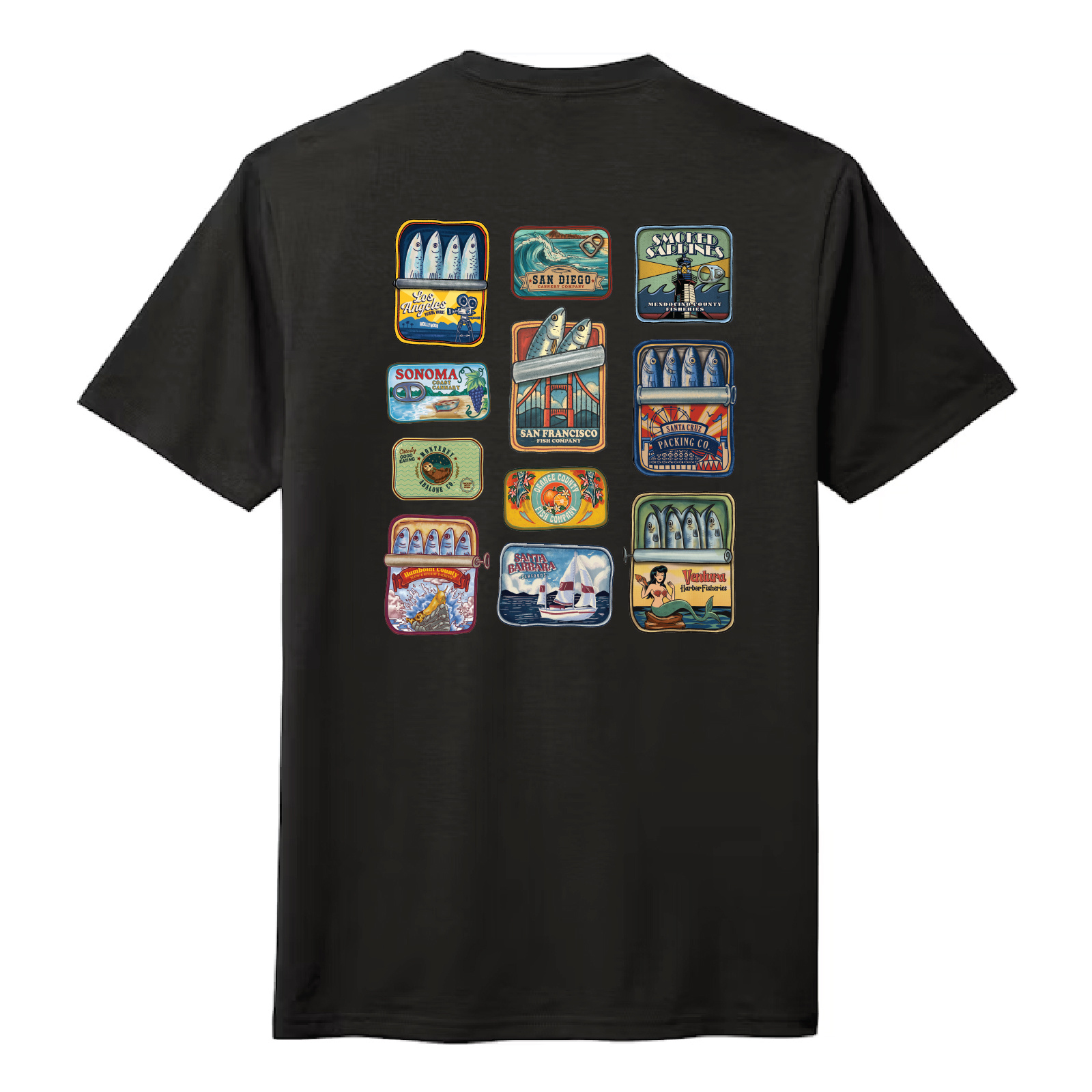 SF CA Sardines Unisex Tee, Black