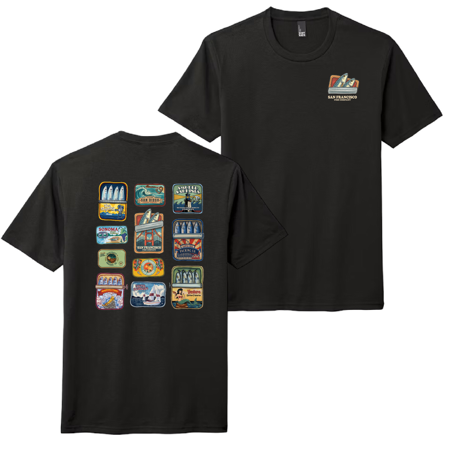 SF CA Sardines Unisex Tee, Black