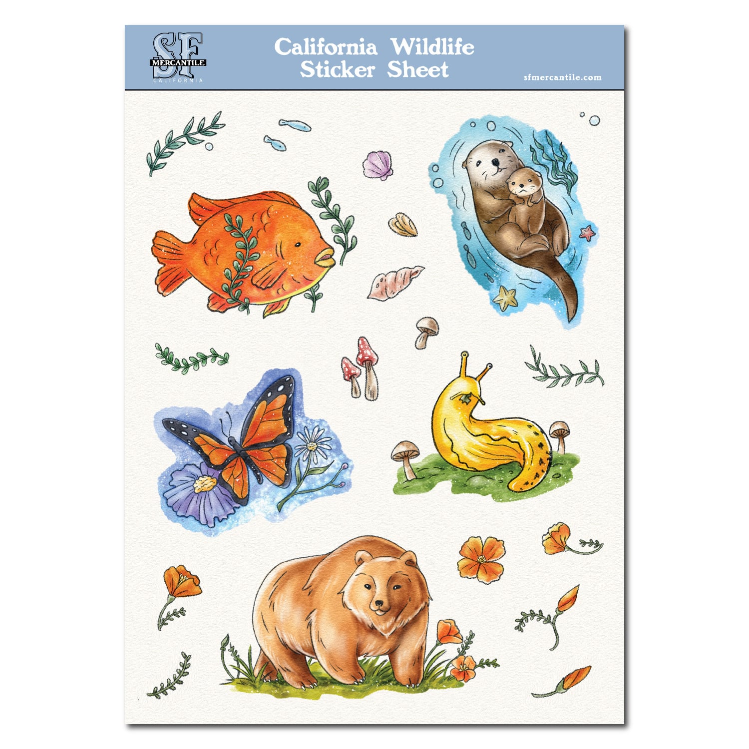 CA Wildlife 5" x 7" Sticker Sheet
