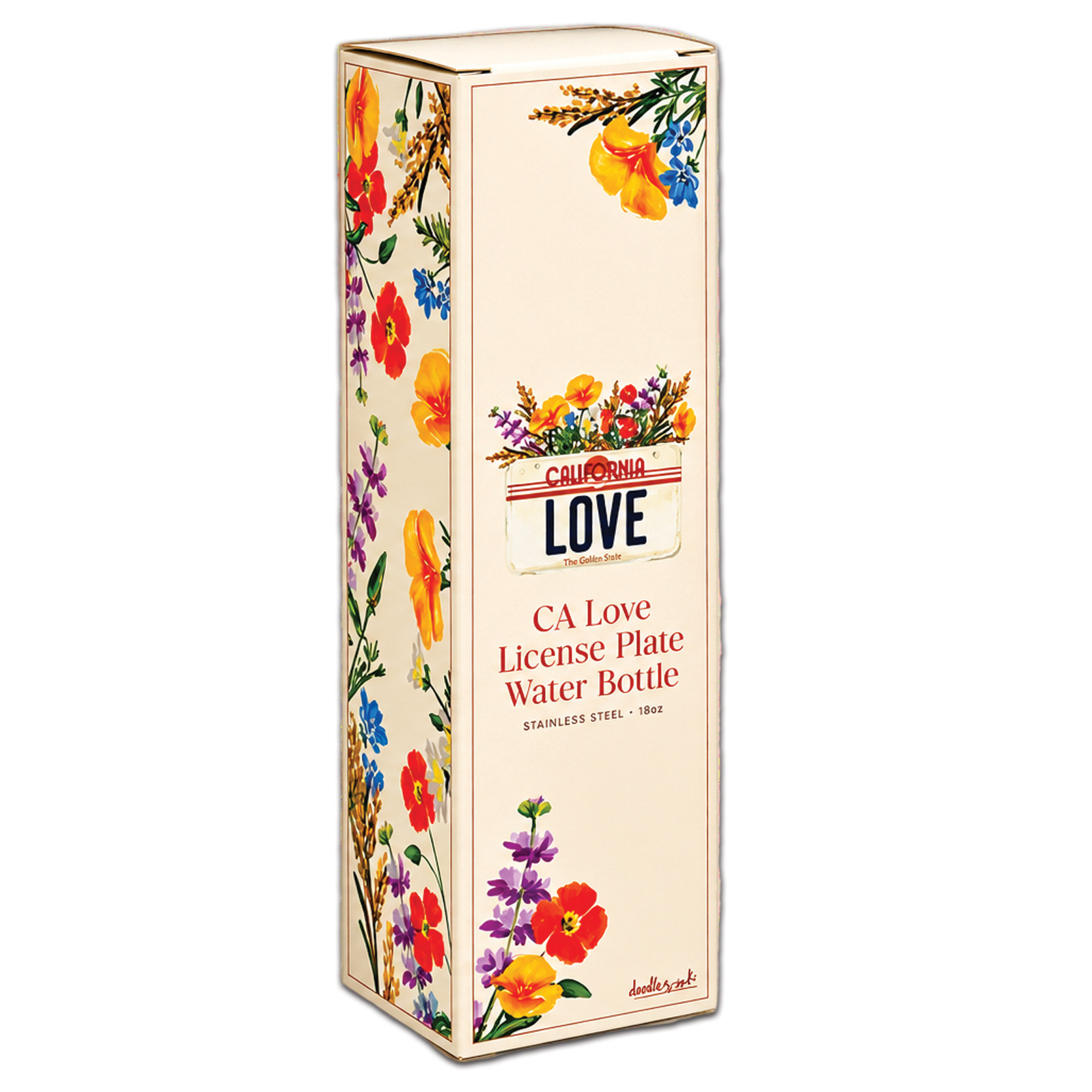 CA Love License Plate Stainless Steel Water Bottle