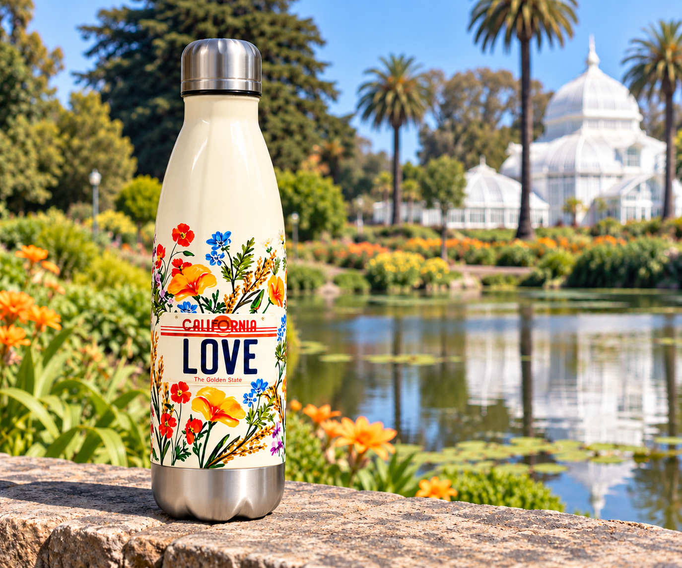 CA Love License Plate Stainless Steel Water Bottle