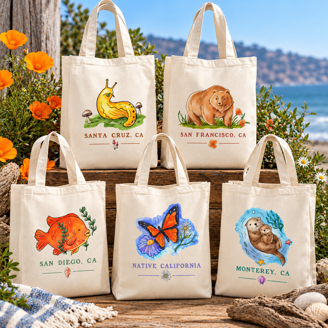 Native California Large Shopping Tote