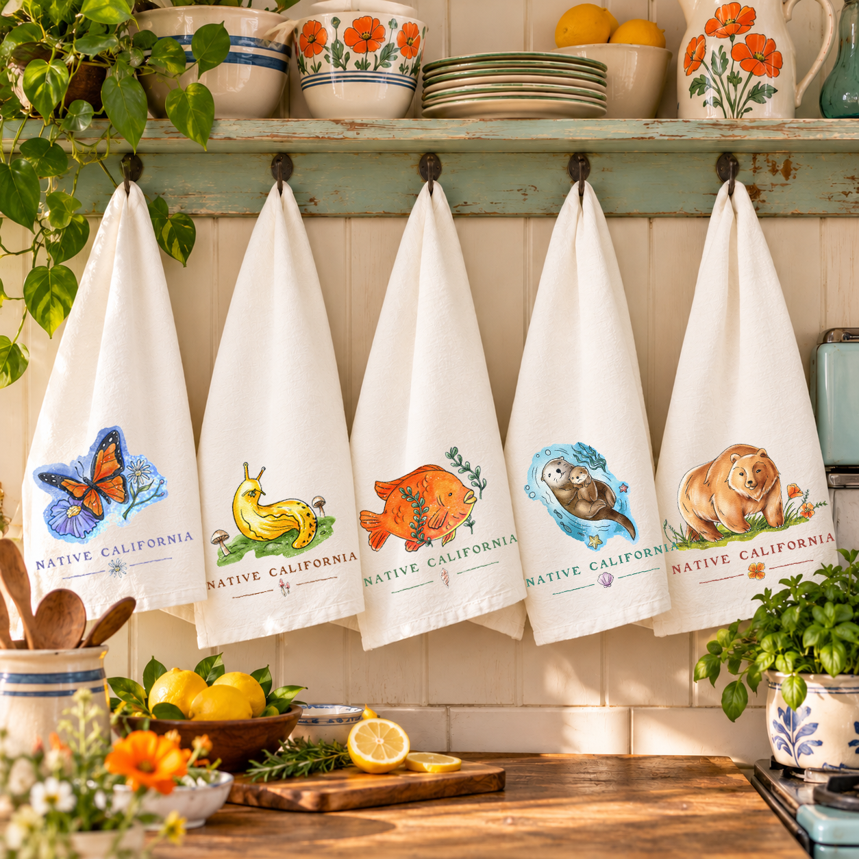 Native California Flour Sack Tea Towel