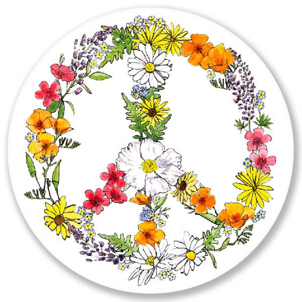 California Native Flower Peace Sign Sticker