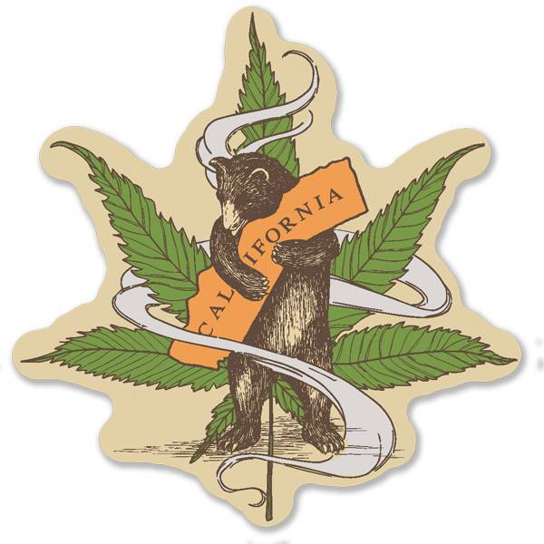 Cannabis CA Bear Hug Sticker 4"