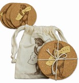 Set/4 CA Bear Cork Coasters in Drawstring Pouch