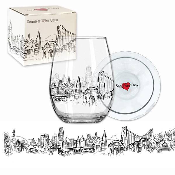 Heart in SF Stemless Wine Glass (50% off, was $16.95)