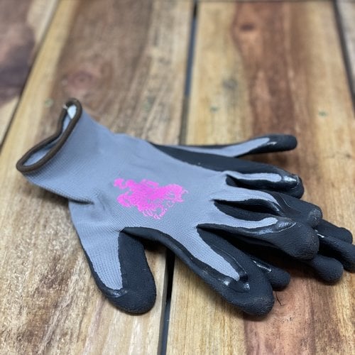 SAFETY GREY GRIP GLOVES "SWI PINK LOGO" - L