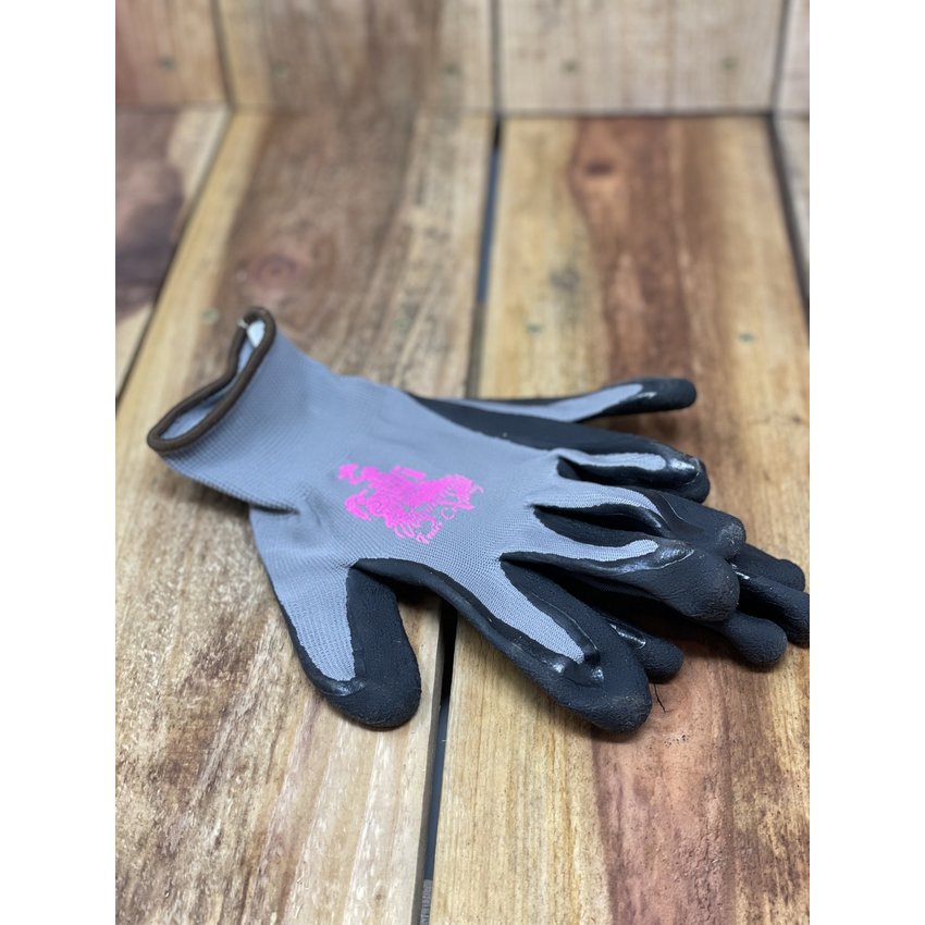 SAFETY GREY GRIP GLOVES "SWI PINK LOGO" - L