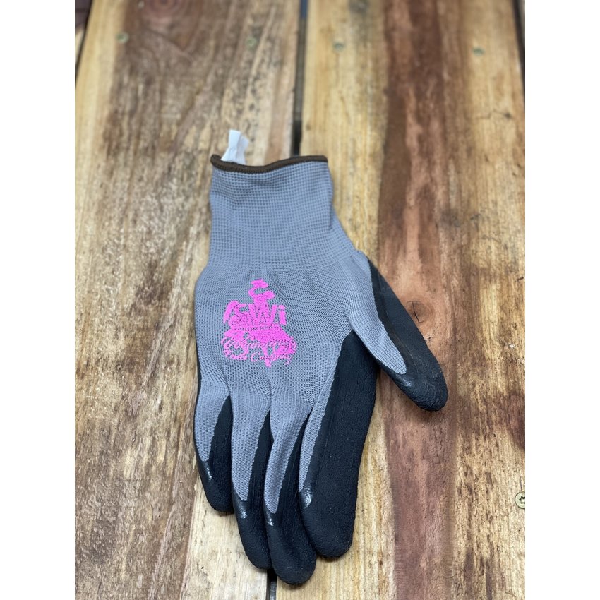 SAFETY GREY GRIP GLOVES "SWI PINK LOGO" - L