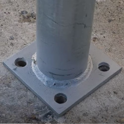 PLATED POST for Concrete Mounted Chainlink SS-40 Welded to 6X6 plates