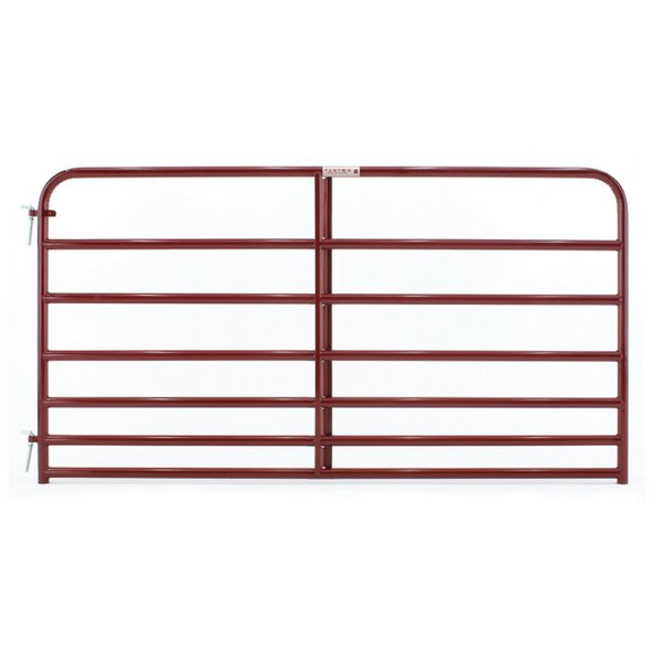 Tarter 8 ft. x 50 in. 7-Bar Heavy-Duty Standard Bull Gate, 45 lb., Red