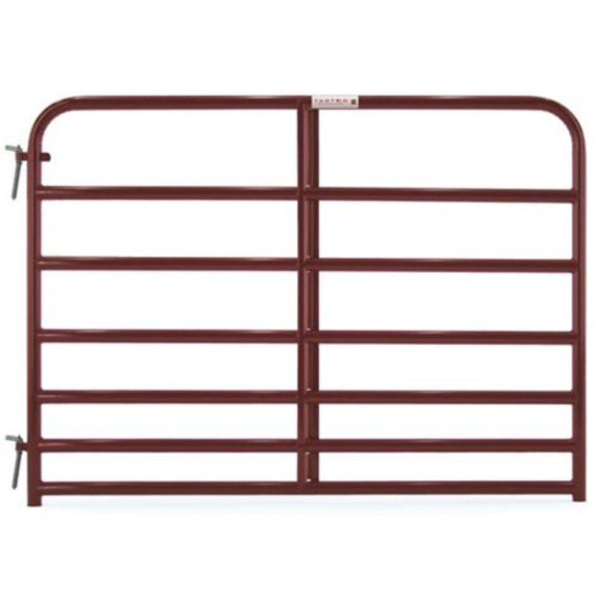 Tarter 6 ft. x 50 in. 7-Bar Heavy-Duty Standard Bull Gate, 39 lb., Red