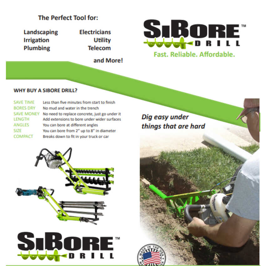 Sibore Drill - SB431 Gas Powered 1'' MicroBore / 2'' & 4'' Auger Combo