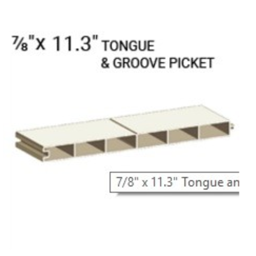 7/8'' x 11.3'' Vinyl T&G Standard Picket DBL Groove White 55 1/4''