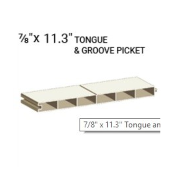 7/8'' x 11.3'' Vinyl T&G Standard Picket DBL Groove White 55 1/4''