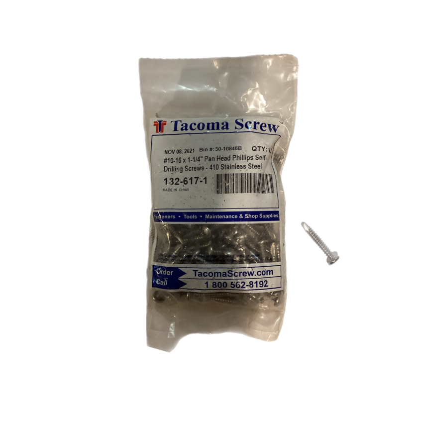 PAN HEAD PHILLIPS SELF DRILLING SCREW 410 STAINLESS STEEL #10-16 1 1/4"