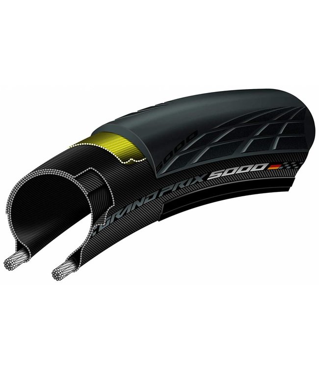Continental Grand Prix 5000 Tire - 700 X 25 Clincher Folding Black 330TPI