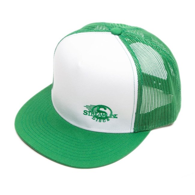 Streamline Discs Trucker Style Disc Golf Hat Green and White