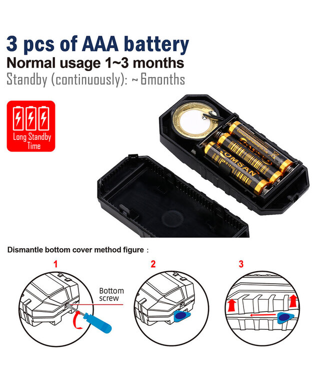 Battlefield Outdoors 113dB E-Bike Alarm Wireless Vibration Motion Sensor Waterproof Bicycle Alarm with Remote