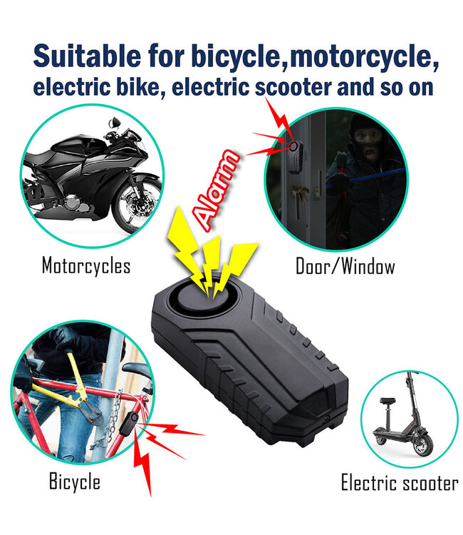Battlefield Outdoors 113dB E-Bike Alarm Wireless Vibration Motion Sensor Waterproof Bicycle Alarm with Remote