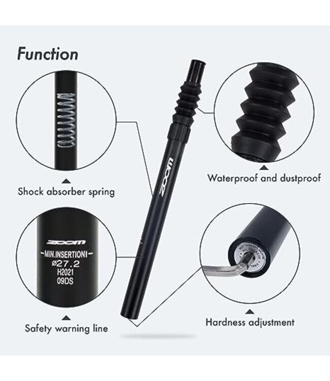 DJC Zoom Bicycle Suspension Seatpost 27.2 MM Black