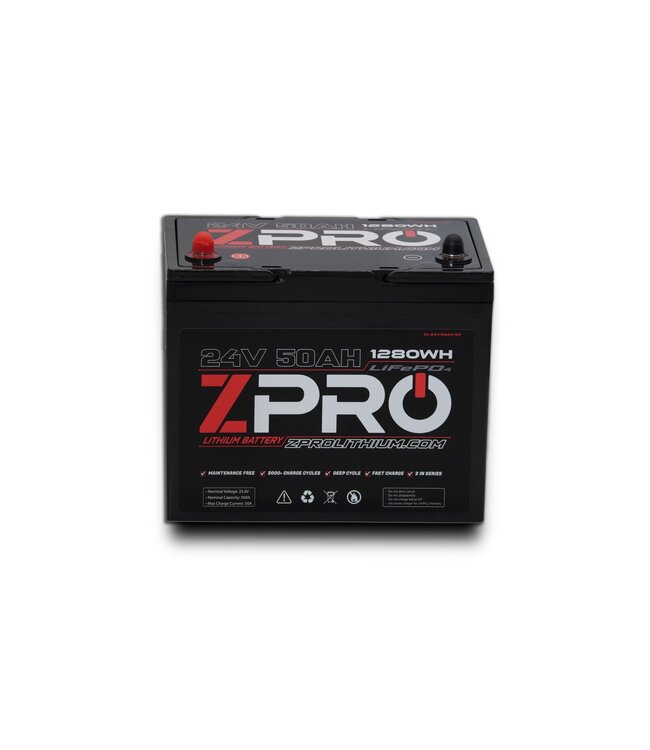 ZPRO Lithium 24V Lithium Kayak Boat RV Solar Battery