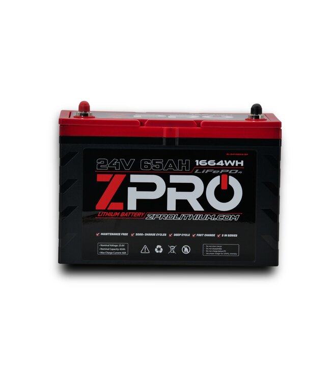 ZPRO Lithium 24V Lithium Kayak Boat RV Solar Battery