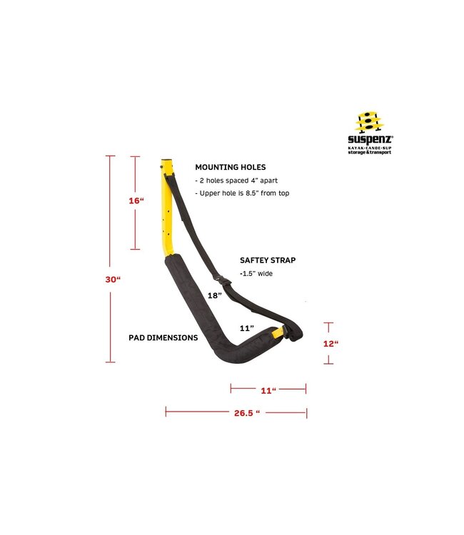 Suspenz Big EZ Large Kayak Wall Storage Rack