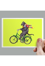 Anouk Greeting Cards cat on bike