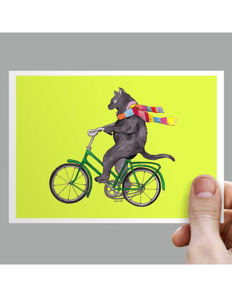 Anouk Greeting Cards cat on bike