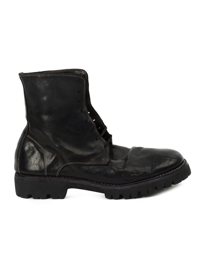 hide-m  GUIDI 795V Lace Up Boot With Vibram Sole, black horse leather