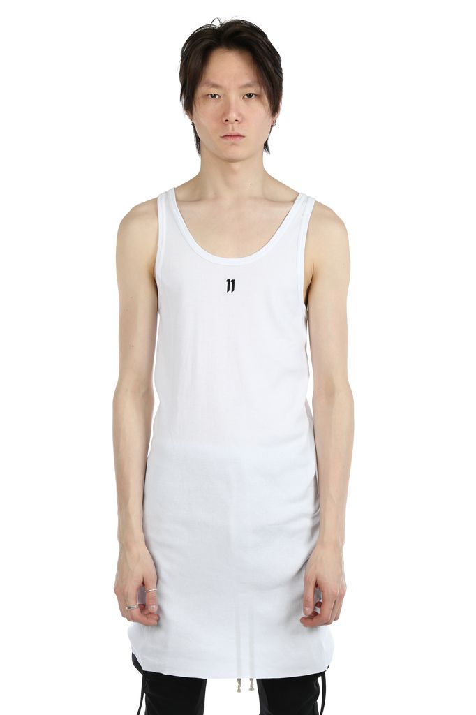 11 BY BORIS BIDJAN SABERI 11 BY BORIS BIDJAN SABERI MEN LOGO AND TYPE TANK  TOP WITH CONTRASTED LABEL