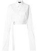 ANN DEMEULEMEESTER ANN DEMEULEMEESTER WOMEN OVERSIZE SLEEVE CROPPED SHIRT WITH RIBBON DETAIL