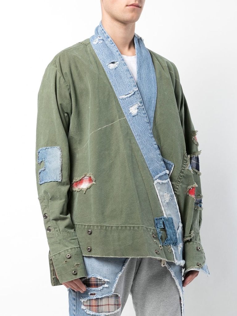 GREG LAUREN GREG LAUREN MEN ARMY TENT / VINTAGE DENIM STRIPE KIMONO STUDIO