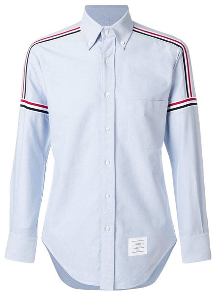 THOM BROWNE THOM BROWNE MEN ELASTIC STRIPE SEAMED CLASSIC POINT COLLAR BUTTON DOWN LONG SLEEVE SHIRT IN OXFORD
