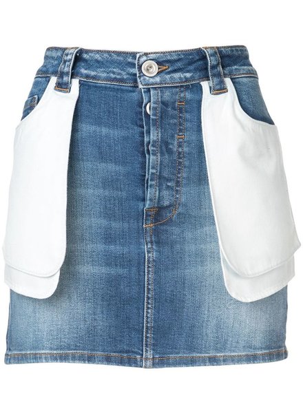 UNRAVEL PROJECT UNRAVEL WOMEN STONE IN DENIM DOUBLE POCKETS SKIRT