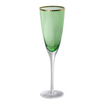 Green Champagne Glass w/ Gold Rim