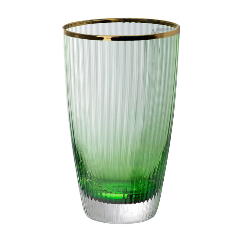 Green Highball Glass w/ Gold Rim