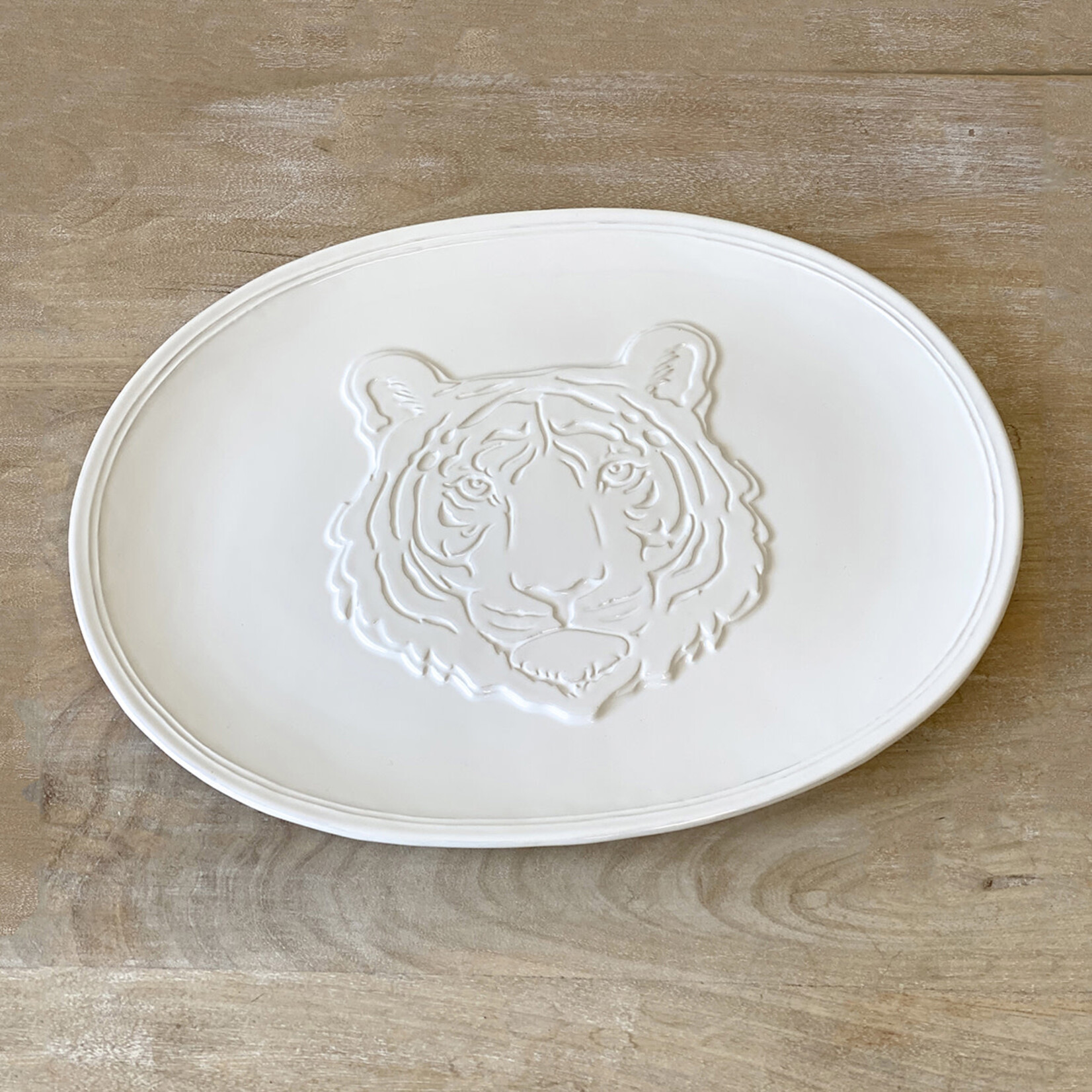 Tiger Embossed Oval Platter